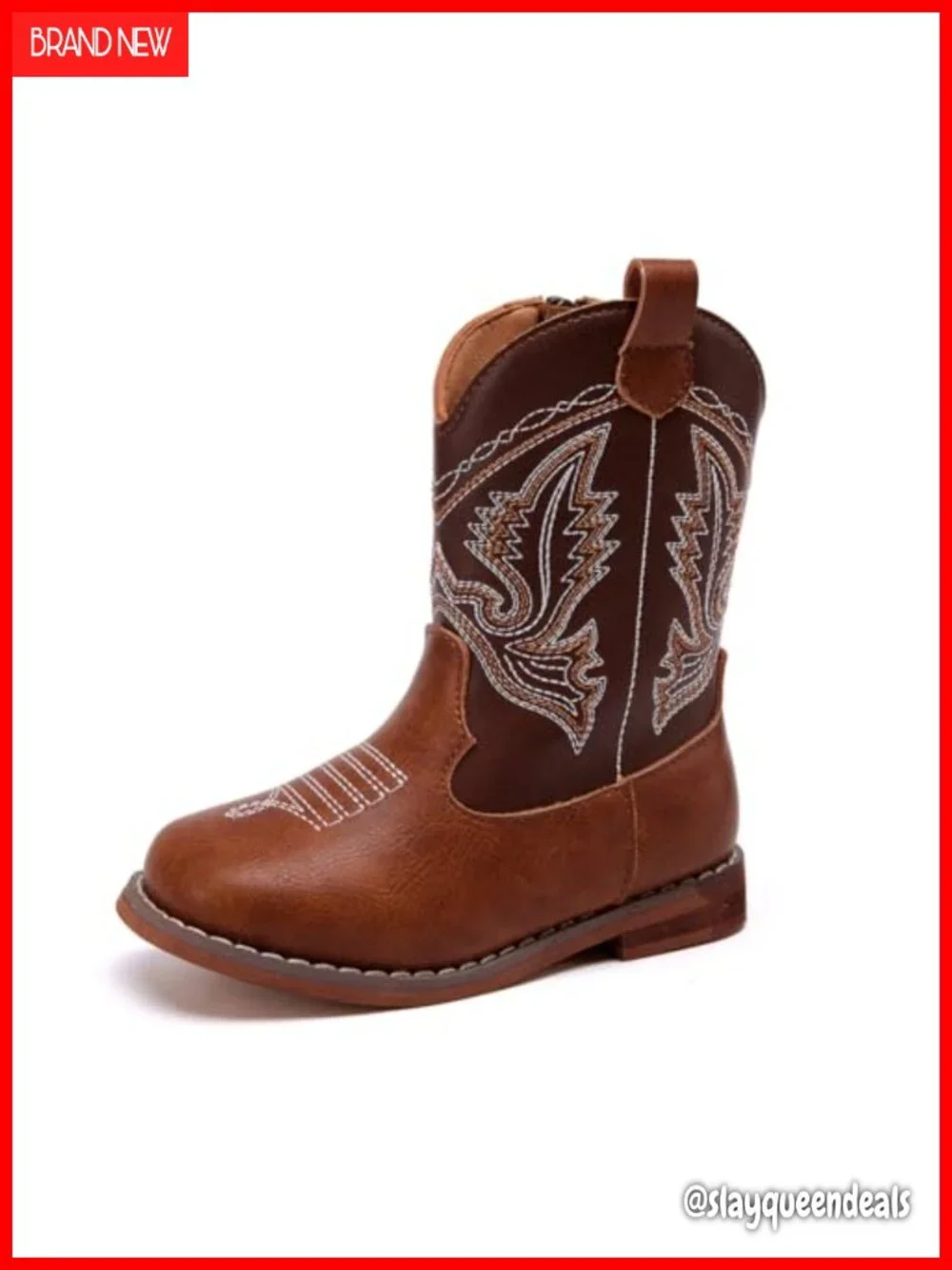 Toddler Western Cowboy Boots Microfiber Side Zipper Anti-Slip Cowgirl Boots